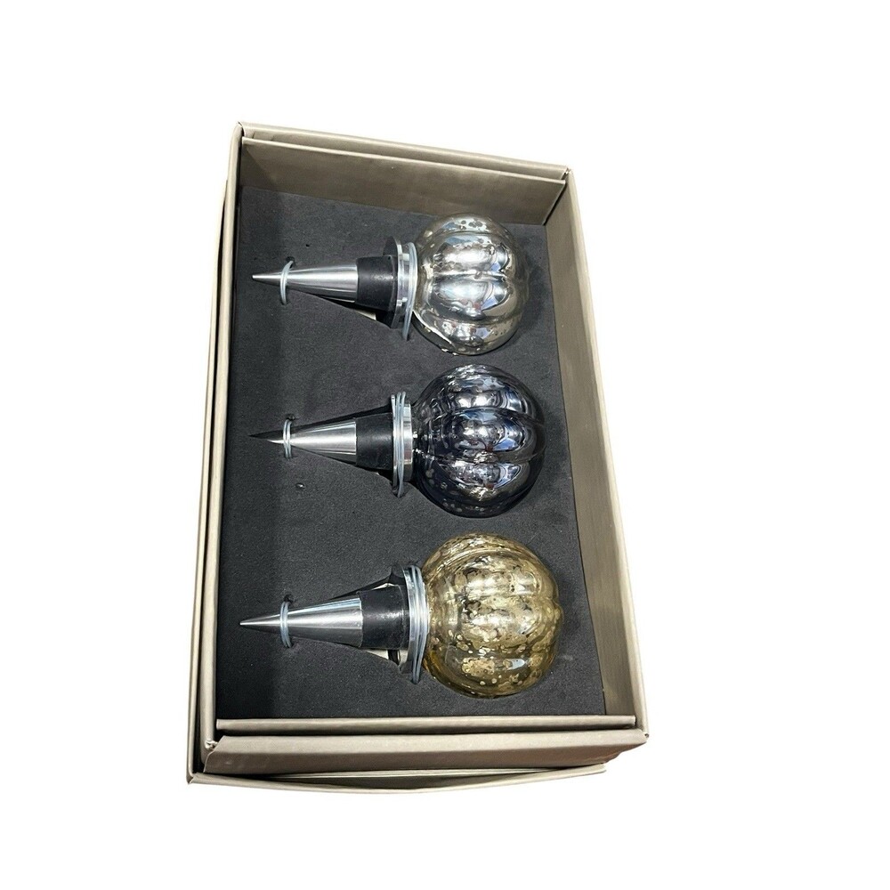 3 Shiraleah Chicago Decorative Bottle Stoppers Mercury Glass  Bottle Stopper